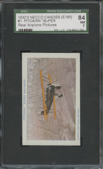1930's Necco Candies Real Airplane Pictures E195 #1 Pitcairn Super SGC 84 NM 7