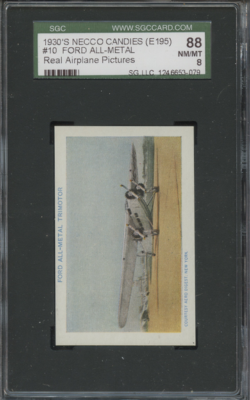 1930's Necco Candies Real Airplane Pictures E195 #10 Ford All-Metal SGC 88 NM/MT 8