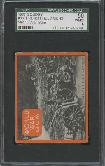 1933 Goudey World War Gum R174 #96 French Field Guns SGC 50 VGEX 4