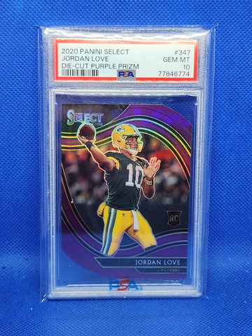 Jordan Love 2020 Select Field Level Die-Cut Purple RC PSA 10