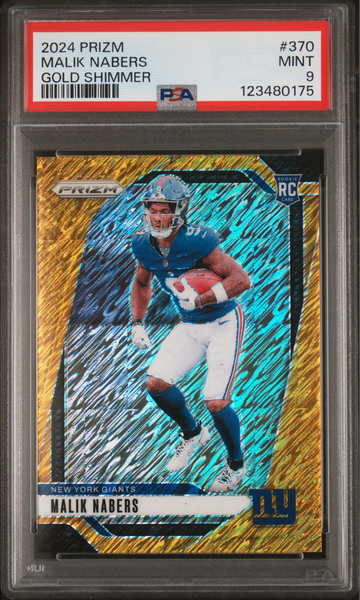 2024 Prizm Malik Nabers Gold Shimmer /10 PSA 9