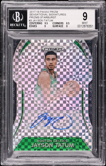 2017 Panini Prizm Jayson Tatum Prizms Starburst /10 ROOKIE Auto BGS 9 AUTO 10