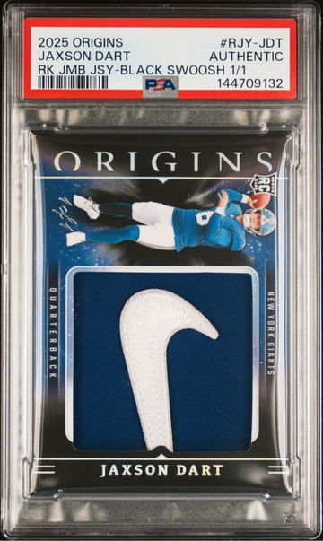 2025 Origins JAXSON DART Rookie Jumbo Jersey Black NIKE SWOOSH 1/1 PSA AUTHENTIC