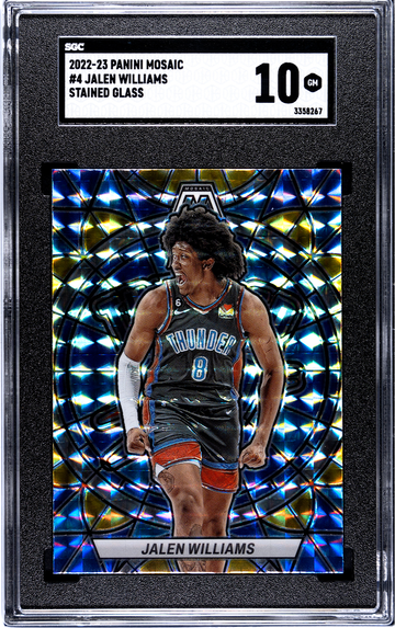 2022-23 Panini Mosaic Stained Glass Jalen Williams CASE HIT SSP ROOKIE SGC 10