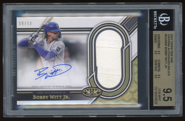 2023 TOPPS TIER ONE GRIPPING AUTO RELICS #GARBW BOBBY WITT JR. BGS 9.5 #/10