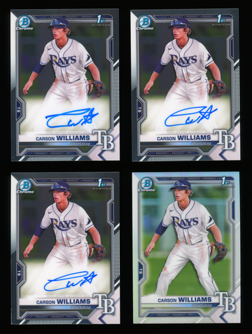 (3) 2021 Bowman Chrome CARSON WILLIAMS Auto RC LOT + Refractor 1st Bowman Rays