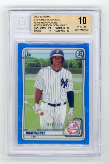 2020 Bowman Chrome JASSON DOMINGUEZ Blue Refractor BGS 10 Pristine 1st #090/150