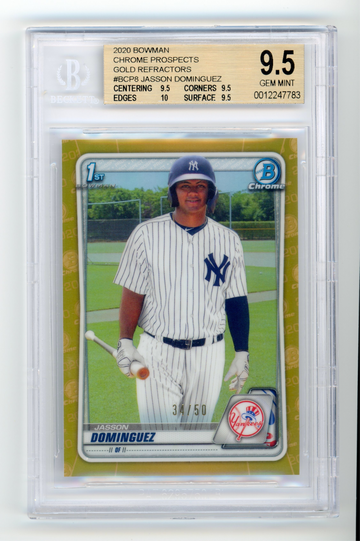 2020 Bowman Chrome JASSON DOMINGUEZ Gold Refractor BGS 9.5 BCP8 #34/50 RC 1st BC