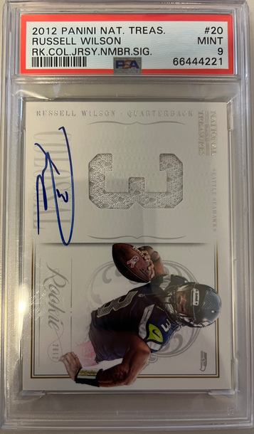 2012 National Treasures Rookie Colossal Jersey Number Sign Russell Wilsonatures