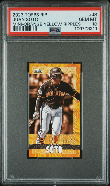 2023 Topps RIP Juan Soto Mini-Orange Yellow Ripples /65