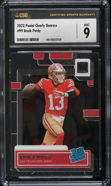 2022 PANINI CLEARLY DONRUSS BROCK PURDY ROOKIE CSG 9 MINT CONDITION 