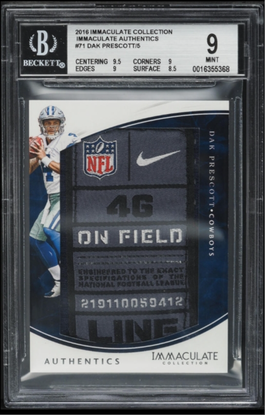 2016 IMMACULATE COLLECTION AUTHENTICS DAK PRESCOTT ROOKIE TAG PATCH /5 ...