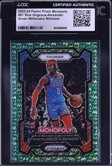 2023 Panini Prizm Monopoly Green Shimmer Shai Gilgeous-Alexander /20 CGC AUTH