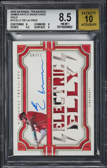 2023 National Treasures Gold Elly De La Cruz ROOKIE PATCH AUTO /49 #12 BGS 8.5