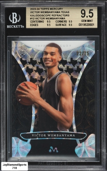 2023 Topps Mercury Texas Kaleidoscope Refractor Victor Wembanyama ROOKIE /75 #12 BGS 9.5 GEM MINT 