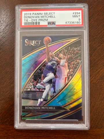 2019-20 Panini Select Courtside Donovan Mitchell Tie-Dye Prizm #294 PSA 9 Mint