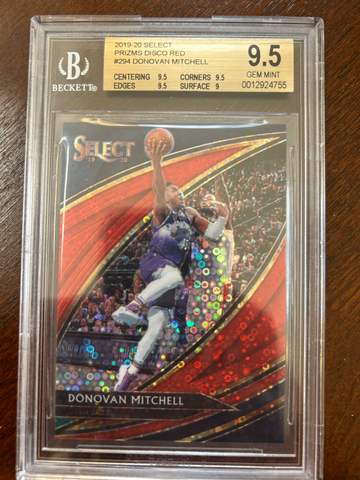 2019-20 Panini Prizms Select Courtside Donovan Mitchell Red Disco BGS 9.5 Gem Mint