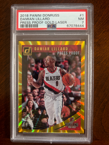 2018 Panini Donruss Press Proof Gold Laser #1 Damian Lillard PSA 7 NM