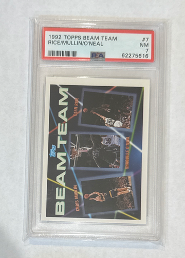 1992-93 Topps Beam Team Shaquille O'Neal, Chris Mullin, Glen Rice #7 (RC) PSA 7