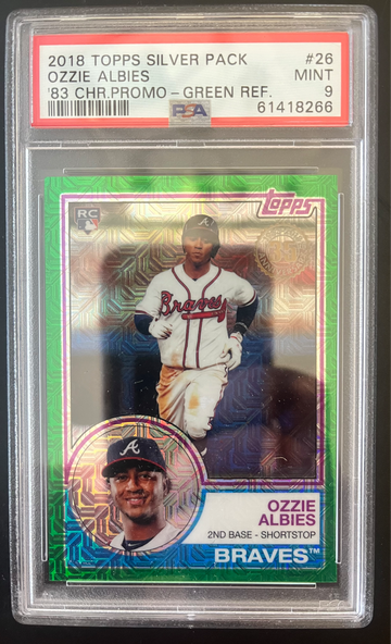 2018 Topps Silver Pack Ozzie Albies RC! Green Refractor SP /99 PSA 9!