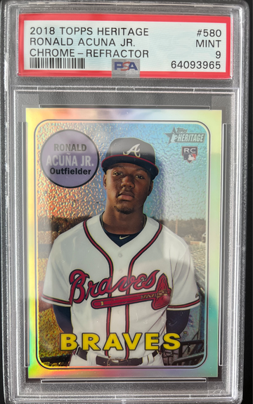 2018 Heritage High Refractor Ronald Acuna RC! SP /569 PSA 9!