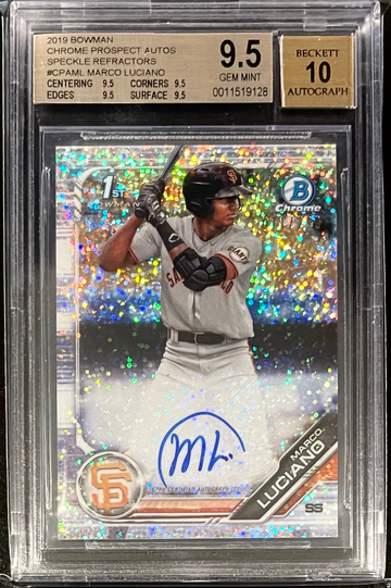 2019 Bowman Chrome Marco Luciano Speckle Auto /299 BGS 9.5/10 Gem Giants