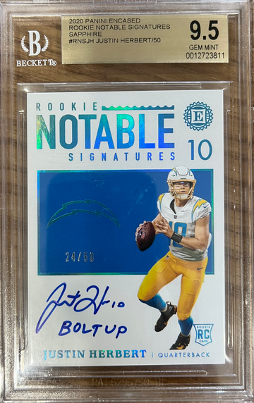 2020 Encased Notable Signatures Justin Herbert BGS 9.5 Auto 10
