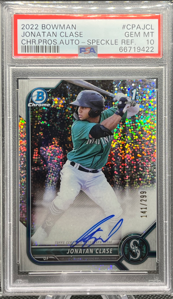 Jonatan Clase speckle 2022 Bowman chrome auto refractor /299 PSA 10
