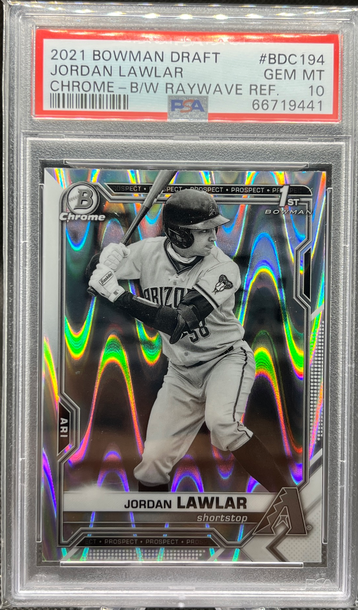 Jordan Lawlar 2021 Bowman Draft Chrome #BDC-194 B&W Raywave Refractor PSA 10