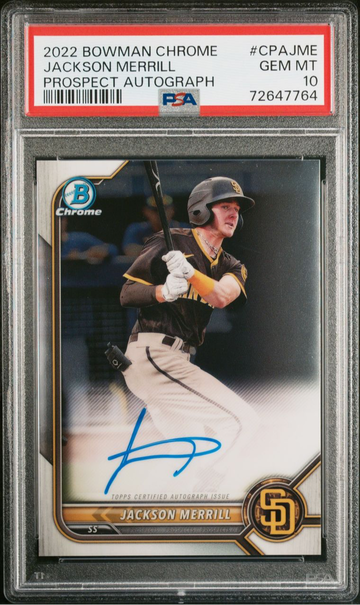 Jackson Merrill 2022 Bowman Chrome Auto PSA 10 CPA-JME
