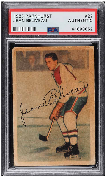 1953 Parkhurst Jean Beliveau ROOKIE RC #27 PSA AUTH