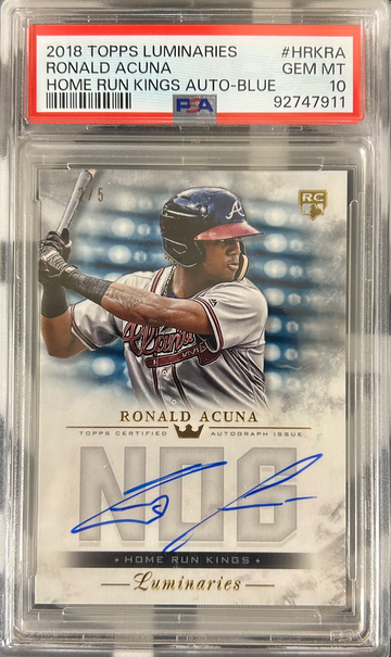 2018 Topps Luminaries Ronald Acuna RC Auto /5 PSA 10