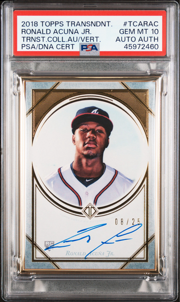2018 Topps Transcendent Ronald Acuna Gold Framed Rookie RC Auto /25 PSA 10 Auto Auth