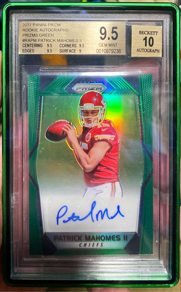 2017 Panini Prizm Patrick Mahomes Rookie Autographs Prizm Green BGS 9.5/10 #RAPM