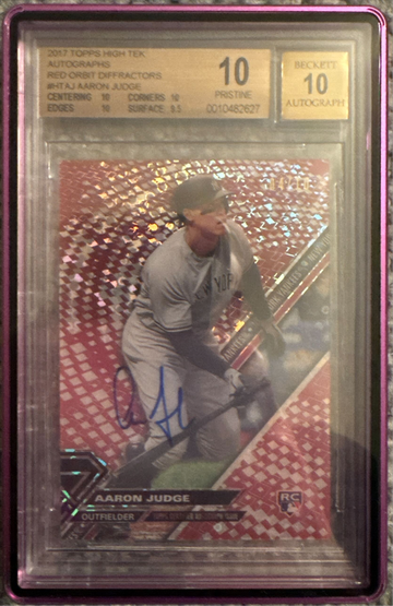 2017 Topps High Tek Auto Red Orbit Refractors Aaron Judge BGS10/10 Pristine Rookie RC