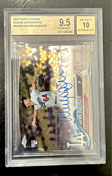 2018 Topps Chrome Walker Buehler Auto rookie BGS 9.5 w/ 10 auto