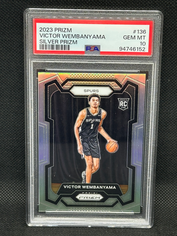 2023 PANINI PRIZM SILVER VICTOR WEMBANYAMA #136 ROOKIE PSA 10 GEM MINT