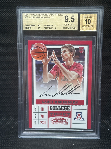 2017-18 Contenders Draft Picks Lauri Markkanen #57 Auto Rookie BGS 9.5 w/ 10 Gem Mint