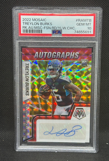 2022 Mosaic Treylon Burks Red Yellow Fusion Choice Rookie Auto PSA 10 Gem Mint 