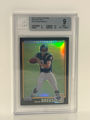 2001 Topps Chrome Drew Brees #229 Black Refractor /100 BGS 9 Mint