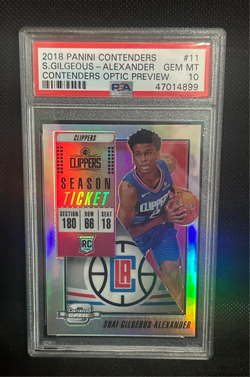 2018 Contenders Optic Preview Shai Gilgeous-Alexander PSA 10 Gem Mint CASE HIT SSP POP 3