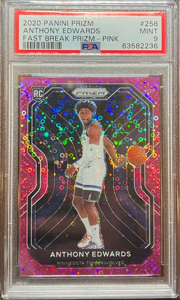 2020 Prizm Anthony Edwards Fast Break Pink /50 #258 RC PSA 9 Rookie
