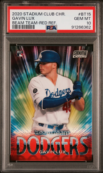 2020 Stadium Club Chrome Gavin Lux RC Beam Team Insert Red /5 PSA 10 LA Dodgers