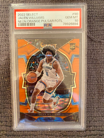 2022 PANINI SELECT NEON ORANGE PULSAR FOTL #90 JALEN WILLIAMS ROOKIE 5/15 PSA 10