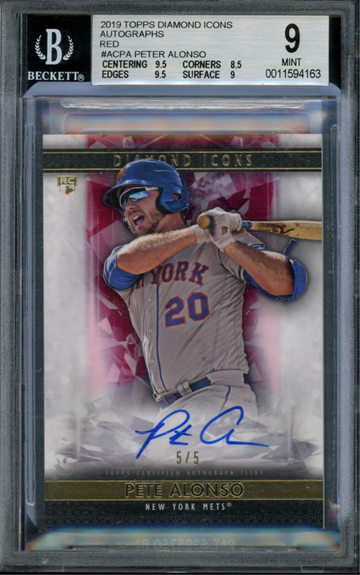 Pete Alonso Mets 2019 Topps Diamond Icons Rookie RC Auto Red 5/5 BGS 9