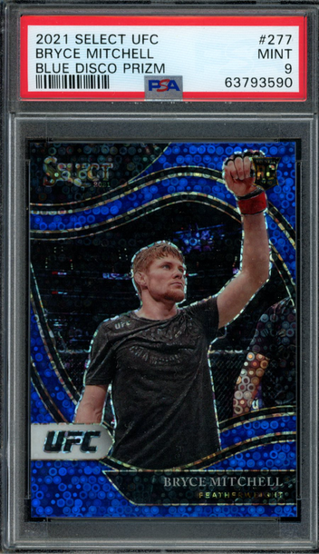 2021 Select UFC Bryce Mitchell RC Rookie Octagonside Blue Disco Prizm /99 PSA 9
