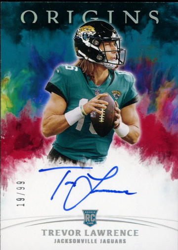 2021 TREVOR LAWRENCE Panini Origins Rookie Autograph Red /99 RC on card auto 