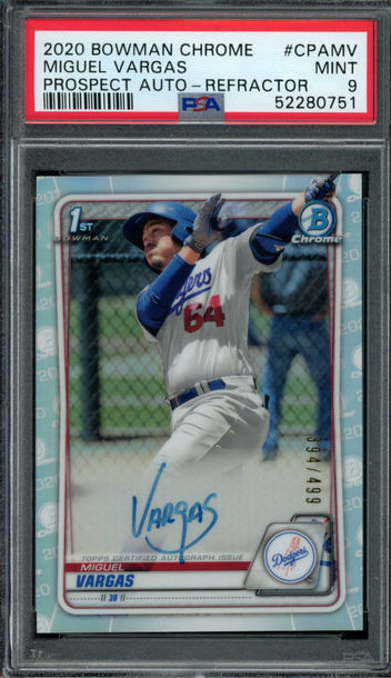 Miguel Vargas 2020 1st Bowman Chrome Auto /499 PSA 9