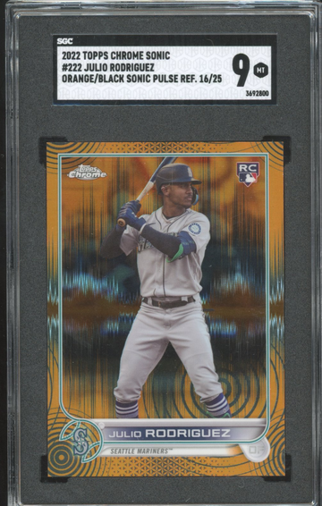 JUlio Rodriguez Topps Chrome Sonic Pulser Rookie /25 PSA 9