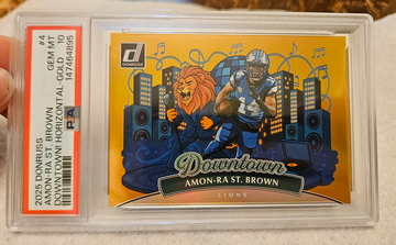2025 Donruss Amon-Ra St. Brown Downtown Horizontal Gold PSA 10 Number 5 /10